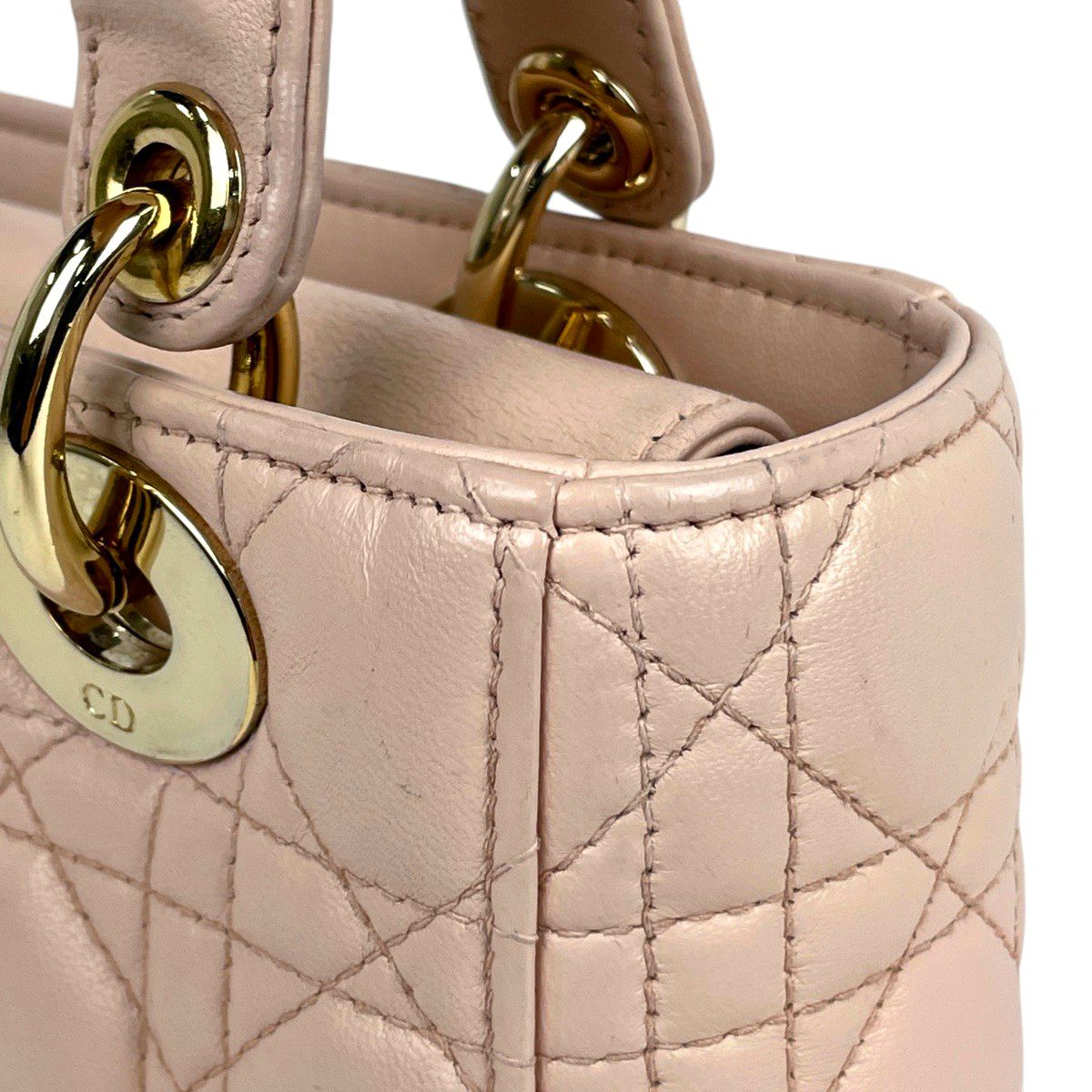 Christian Dior ベージュ レザー 2WAY ショルダーバッグ クリスチャンディオール サドルバッグ レザー 2WAYショルダー