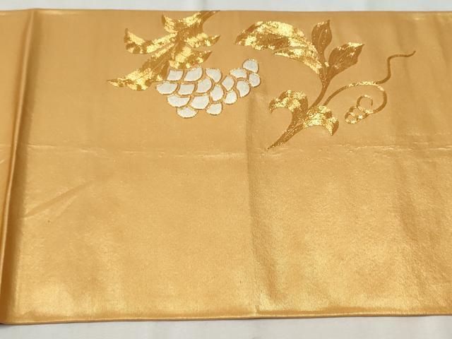 平和屋着物○銀座きしや 太鼓柄袋帯 総刺繍 駒刺繍 葡萄蔦の葉文