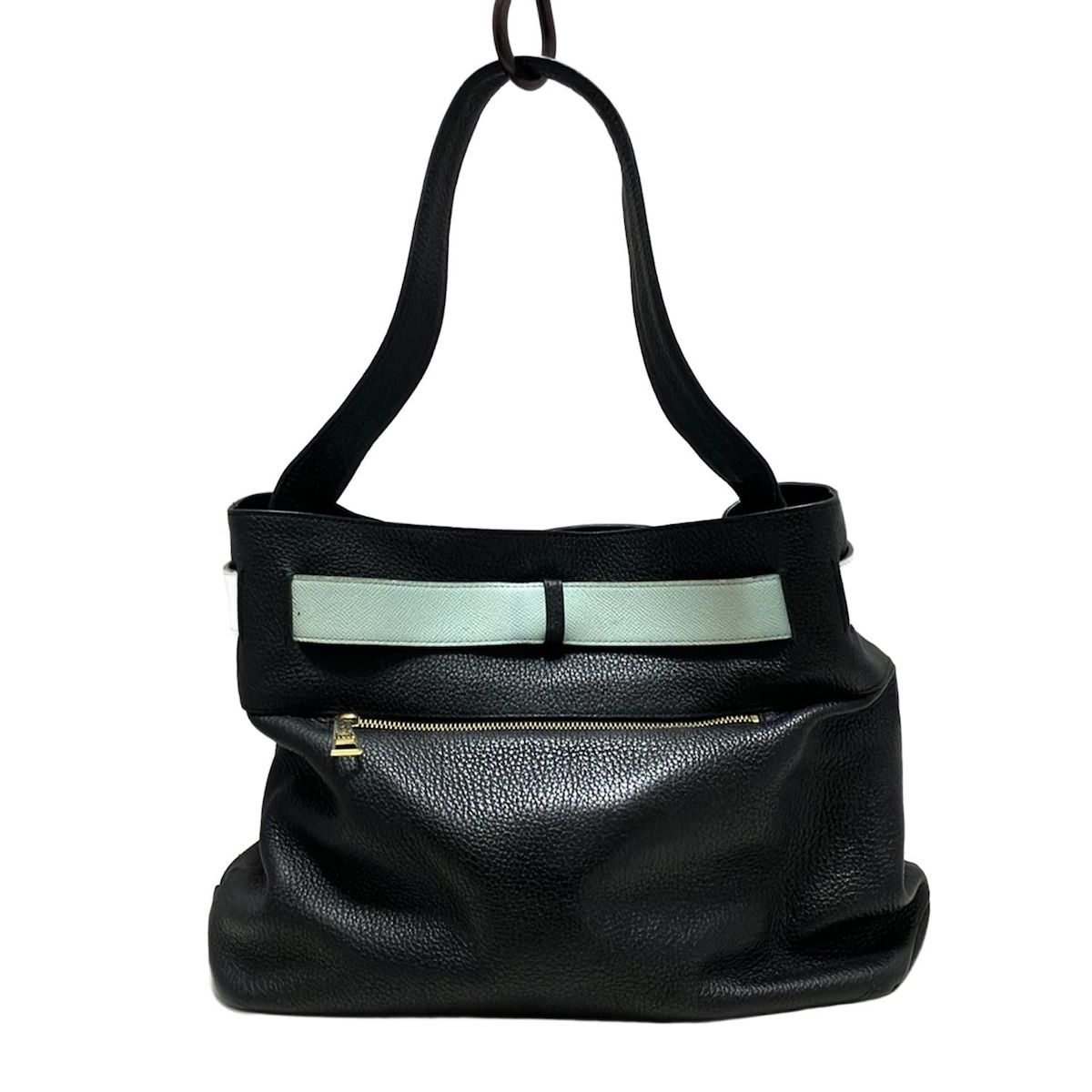 IANNE(イアンヌ) ショルダーバッグ - 黒×ライトブルー レザー - メルカリ 