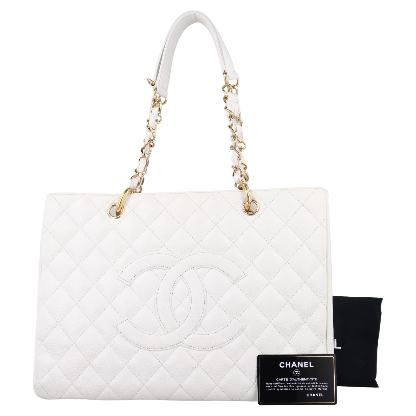 シャネル Chanel GST チェーントートバッグ キャビアスキン ホワイト 