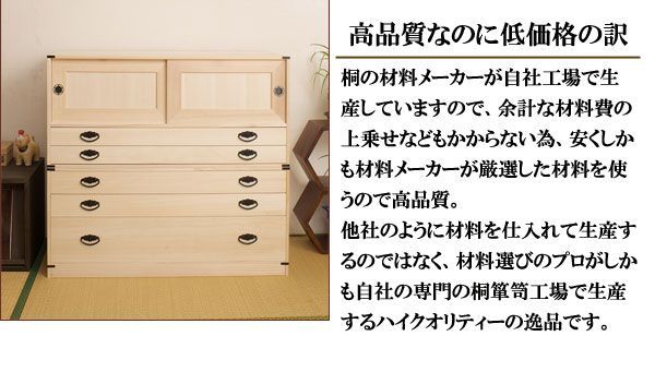 桐タンス引戸2杯＋桐3段チェストＨ45