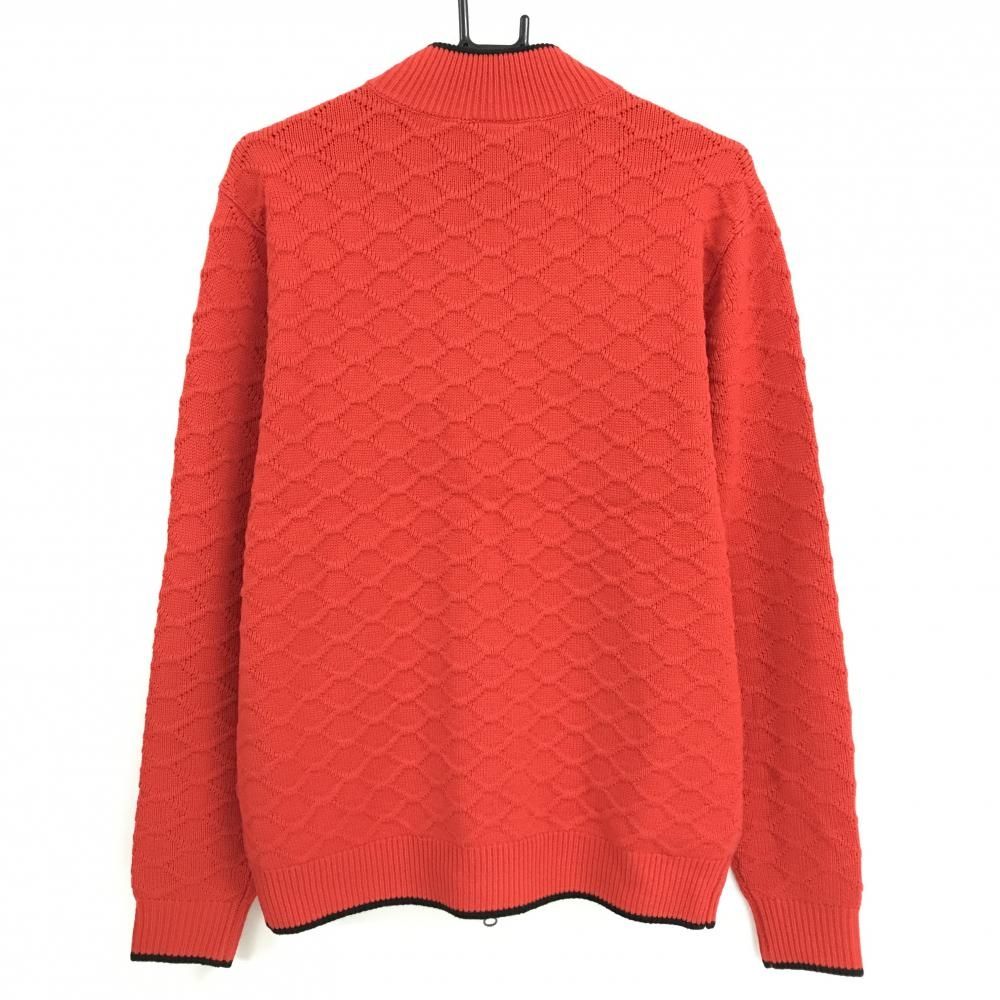 店舗最安値に本物提供！ プーマ ニットジャケット レッド×黒 前身頃切替 ジップロゴ ブルゾン メンズ L ゴルフウェア PUMA アジャイルな