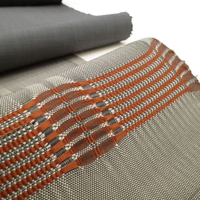 吉野間道　藤山千春　浮き織り　開き仕立て九寸名古屋帯 吉野間道 藤山千春 浮き織り 開き仕立て九寸名古屋帯