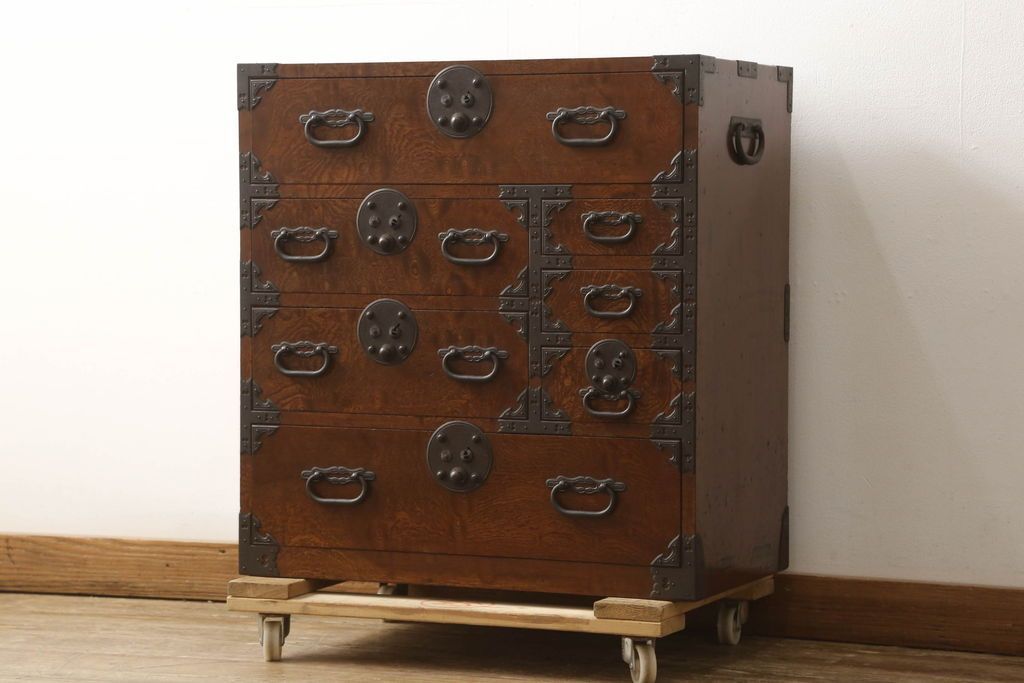 衣類収納ローチェスト（ウォルナット系）収納タンス 1人暮らし（1175）