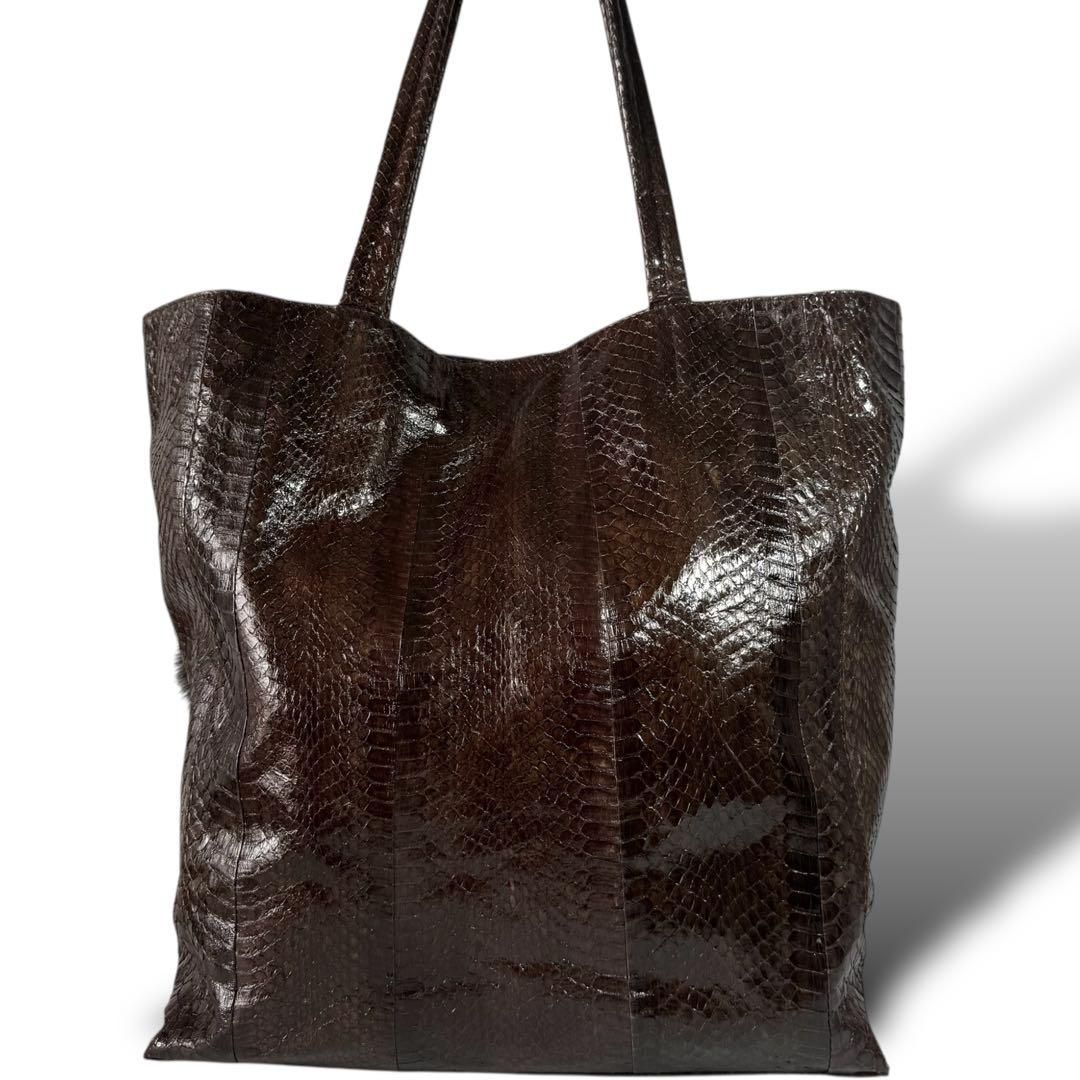 極美品】パイソン トートバッグ 肩掛け かばん 鞄 A4 書類 ビジネス  