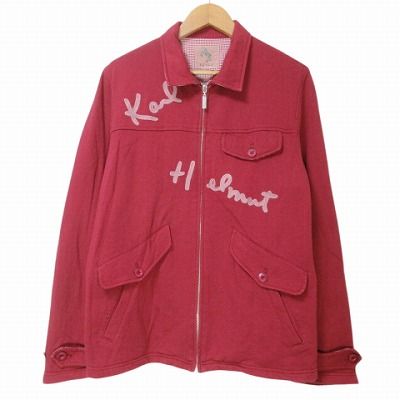 カールヘルム Karl Helmut ジャケット 上着 ジップアップ ロゴ刺繡 コットン M 赤 レッド X