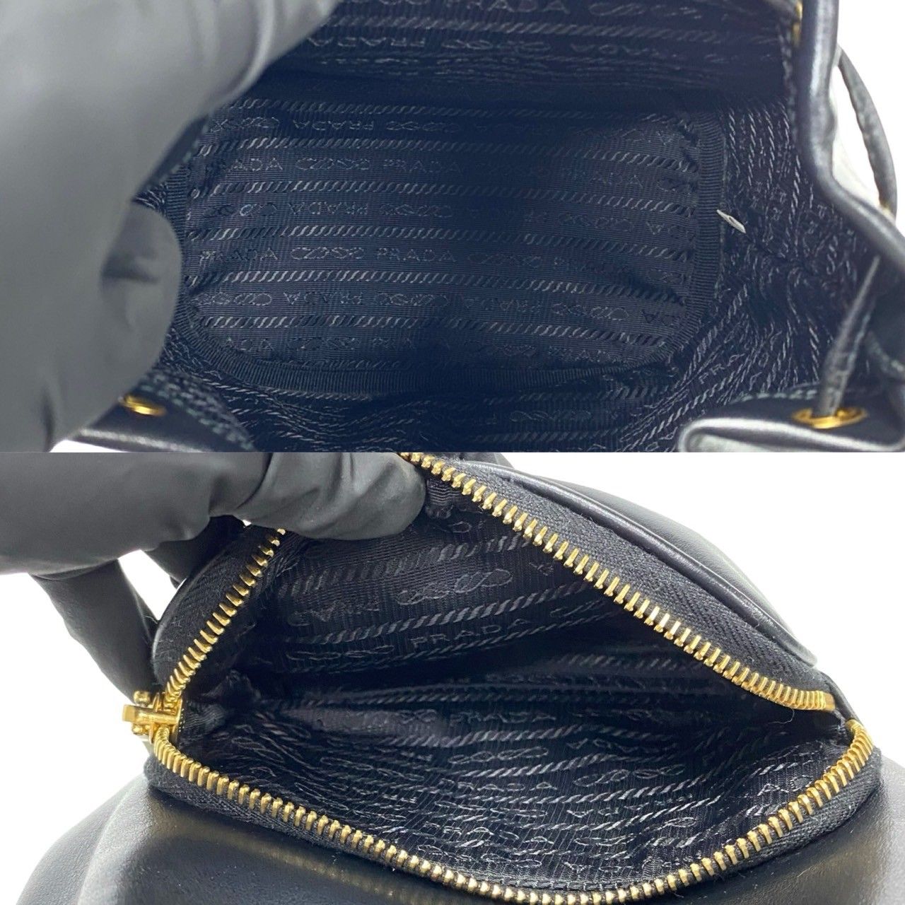 ほぼ未使用 袋付き PRADA プラダ バクット バッグ 三角ロゴ 金具