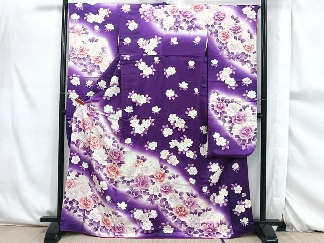 高品質の激安 平和屋着物□写真家・秋山庄太郎 金彩 暈し染め 草花文 振袖 着物・浴衣