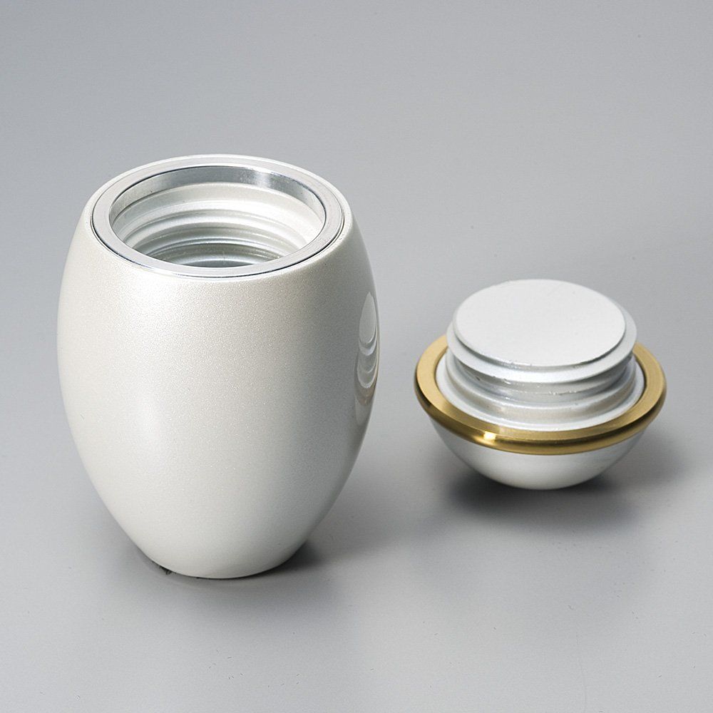 仏壇屋 滝田商店 ミニ骨壷 ココス パールホワイト 直径4.9cm×高さ7.6cm◆分骨つぼ 骨壺 遺灰 遺骨入れ 納骨容器◆手元供養 滝田商店発行 証明書付