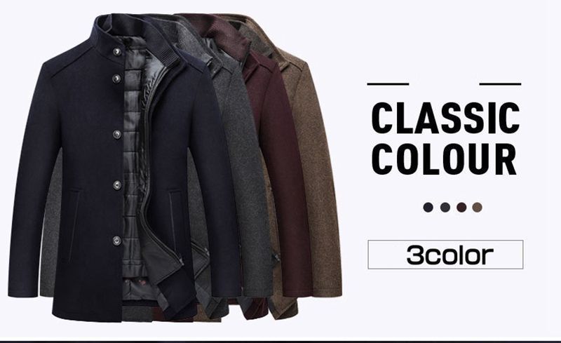 コート 即 OK ライナー付き 立ち襟 メンズ ラシャ アウター 秋冬 インナーベスト 無地 防風 防寒 ビジネス ハーフコート 通勤 nrw10516 KANDAIZUMI_COM