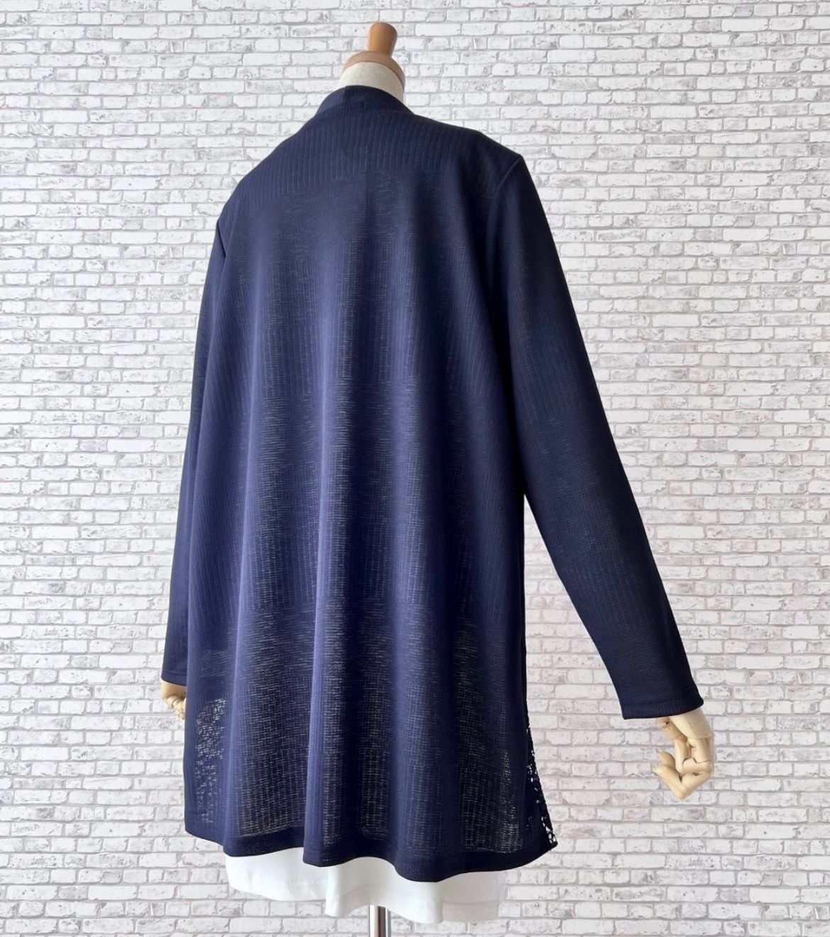 5210ネイビー【新品M～L】*お値段以上の価値♪ヒップが隠れる長め丈*ゆったりトッパーカーディガン*9/11号*夏の日除けにも