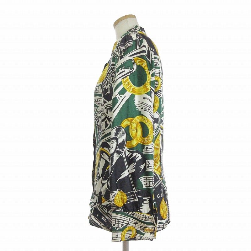 セリーヌ CELINE ヴィンテージ シャツ ブラウス 長袖 スカーフ柄 金 