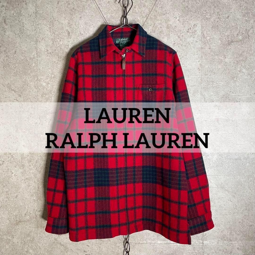 Ralph Lauren - RALPH LAUREN ラムウールチェックジップアップシャツブルゾン 赤 RALPH LAUREN ラムウールチェックジップアップシャツブルゾン 赤