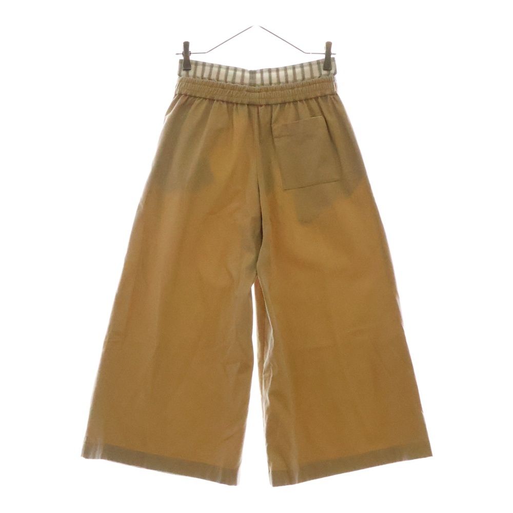 25新作 ロエベ クロップド トラウザース コットン ベージュ LOEWE (ロエベ) 25SS チェックダブルウエストバンド クロップド