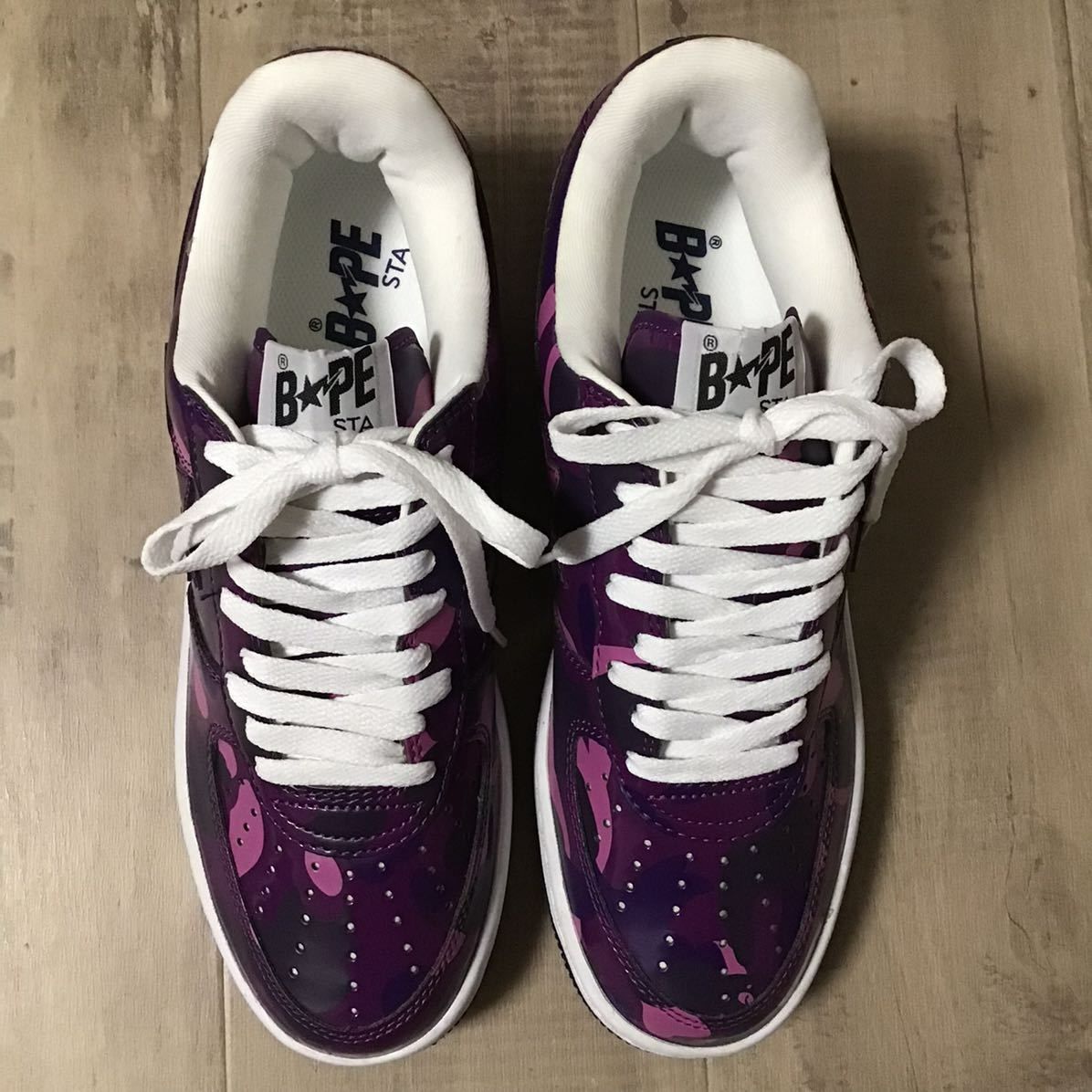 ★新品★ BAPESTA エナメル スニーカー 27cm US9 purple camo a bathing ape BAPE STA shoes  sneakers エイプ ベイプ ベイプスタ 迷彩