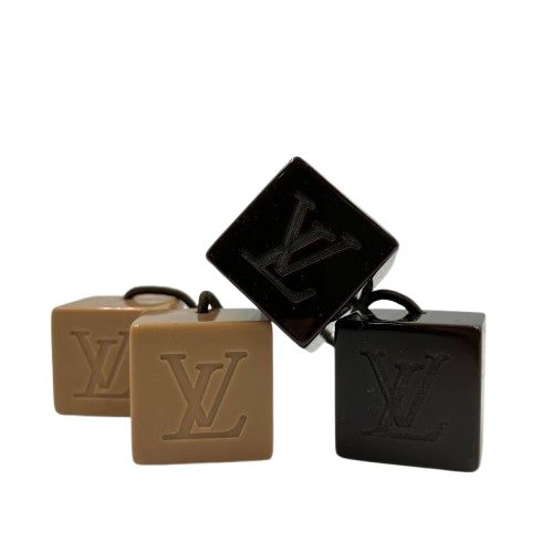 LOUIS VUITTON ヘアゴム ブラウン Louis Vuitton ルイヴィトン LVロゴ ヘアゴム 2点 ブラウン