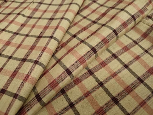 平和屋着物●上質な紬 格子文 正絹 DAAY5007ud