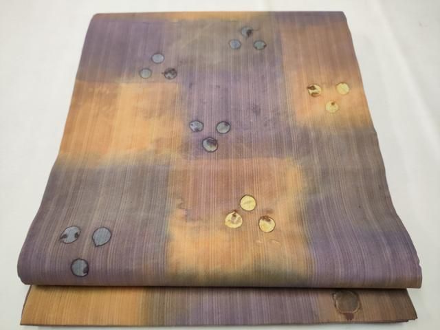 平和屋着物○全通柄袋帯 紬地 臈纈染め 抽象文 正絹 逸品 CAAT8378hy  