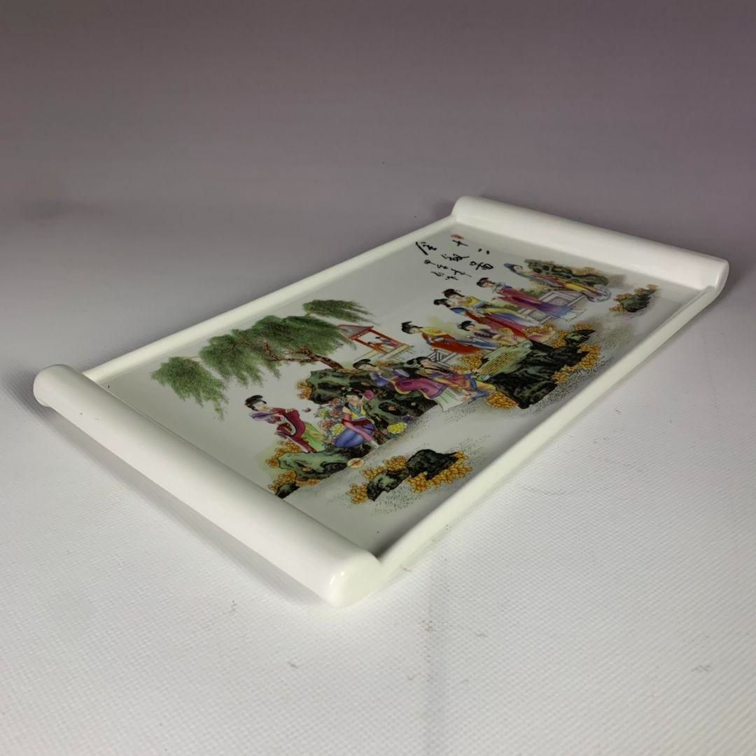 景徳鎮 粉彩人物十二金釵図 茶盤 果盤 茶道具 装飾品 工芸品 置物 景徳鎮 ?粉彩人物十二金釵図 茶盤 果盤 茶道具 装飾品 工芸品