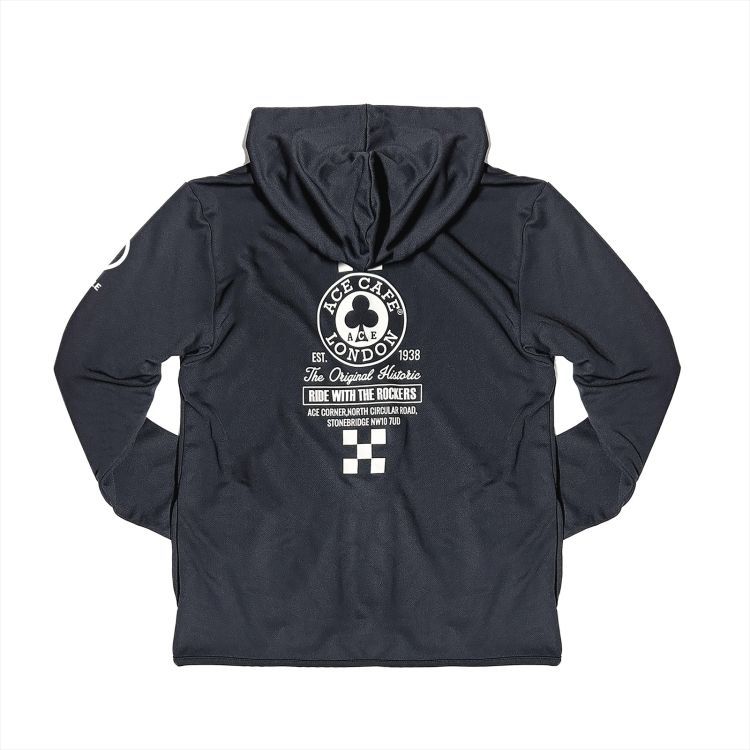 エースカフェロンドン ACE CAFE DRY-フーディ ”ヒストリック サークル” AC001DP ブラック Mサイズ