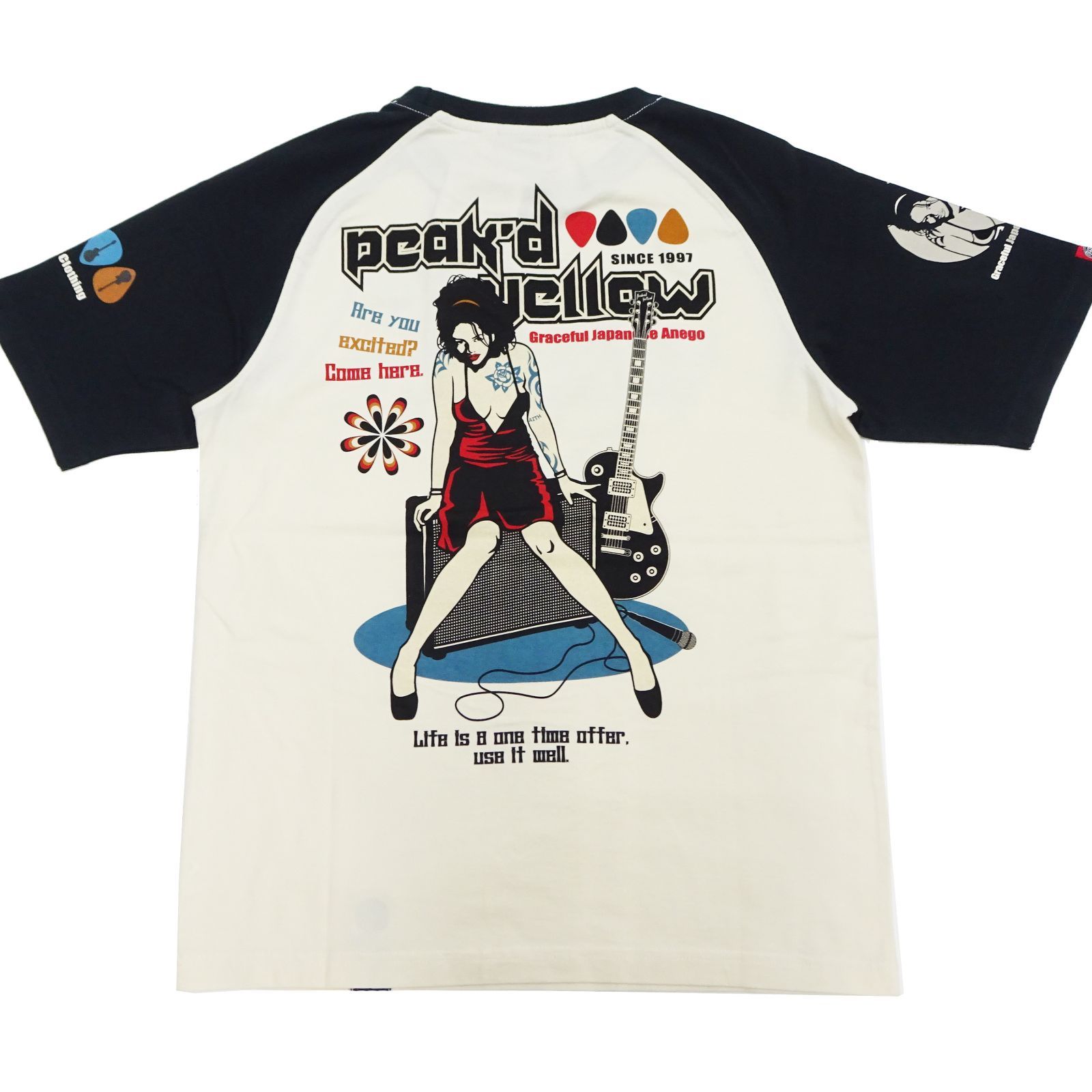 PYT-240 ピークドイエロー 半袖Tシャツ Peakd Yellow ギターアンプ 姉御 バンドTシャツ エフ商会 オフ×黒 新品 アメカジショップ