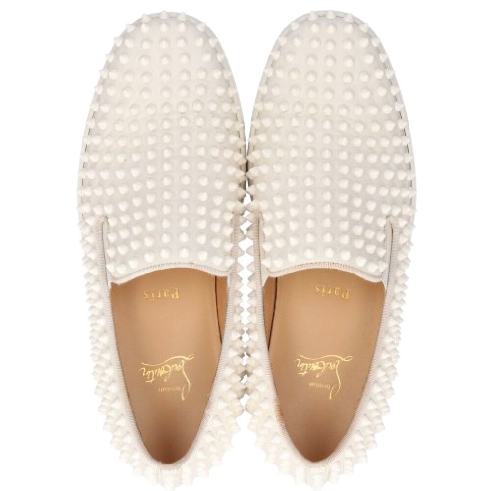 CHRISTIAN LOUBOUTIN クリスチャンルブタン ROLLER-BOAT FLAT CALF/GG/SPIKES ローラーボート スパイク スリッポン ローカットシューズ スニーカー ホワイト 312490