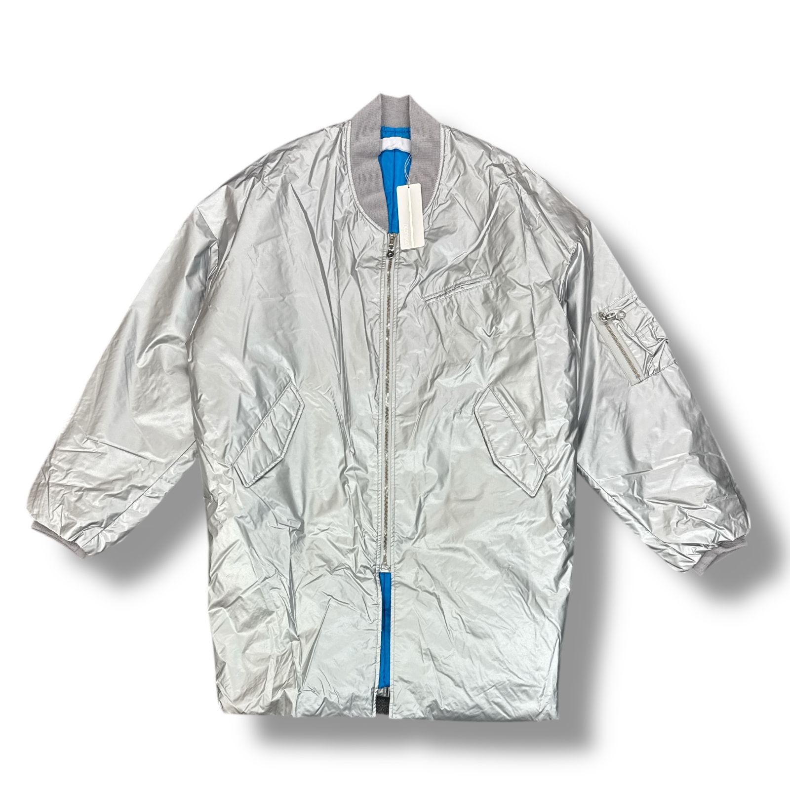 参考上代74800円 未使用品 NEONSIGN flight coat フライトコート ジャケット ネオンサイン N1654  シルバー/ブルー