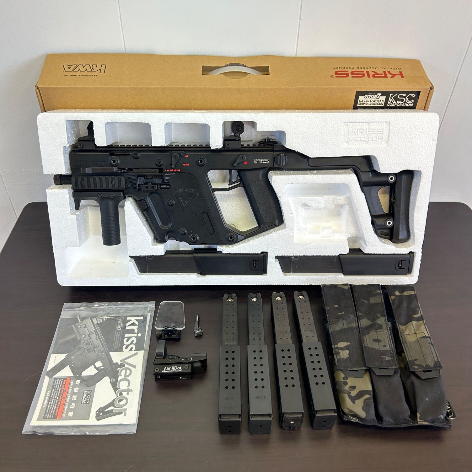 KSC ケイエスシー kriss vector クリスベクター SYSTEM7 システムセブン ドットサイト マガジン6本付き 箱説明書有 ガスブローバック サバゲ モデルガン ガスガン