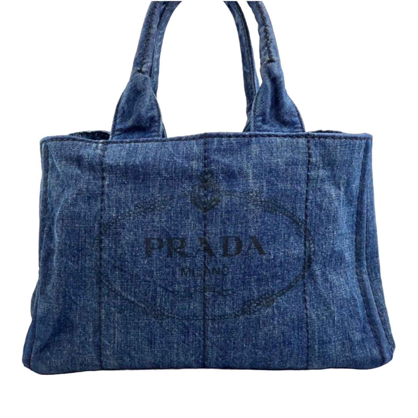 状態良好✨PRADA カナパ トートバッグ ネイビーデニム
