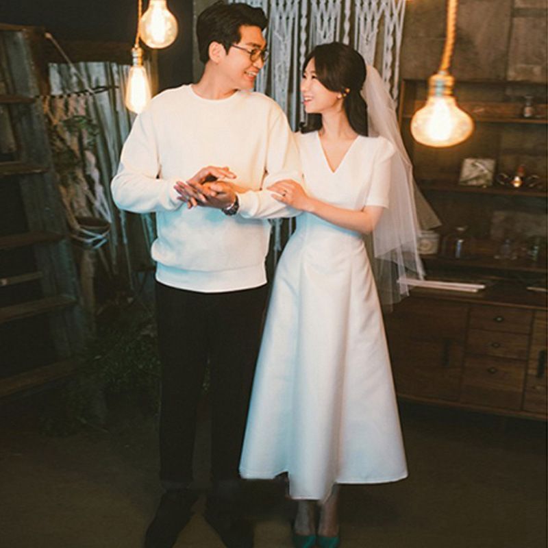 旅拍 轻婚纱 ロングトレーン ウエディングドレス 主婚纱 森系 新娘 超仙 梦幻 小柄向け シンプル-10.07