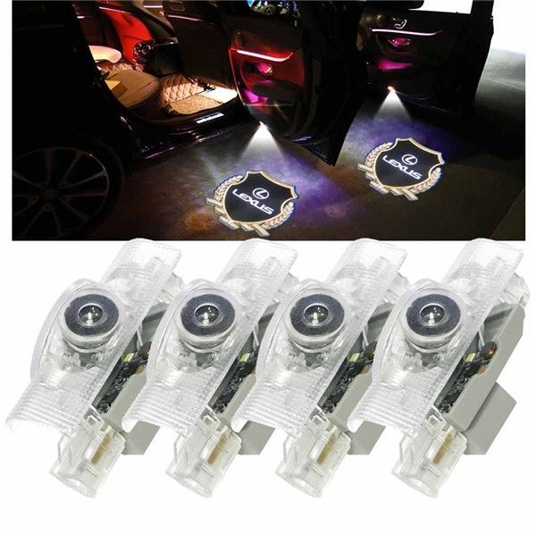新着 Minile レクサス用カーテシランプ ロゴ 4個セット工具付 ドアウェルカムライト カーテシライト LEDロゴ投影 LS ES IS LX RX GS UX NXシリーズ 車用ドアランプ カーテシ for レクサス gold 4