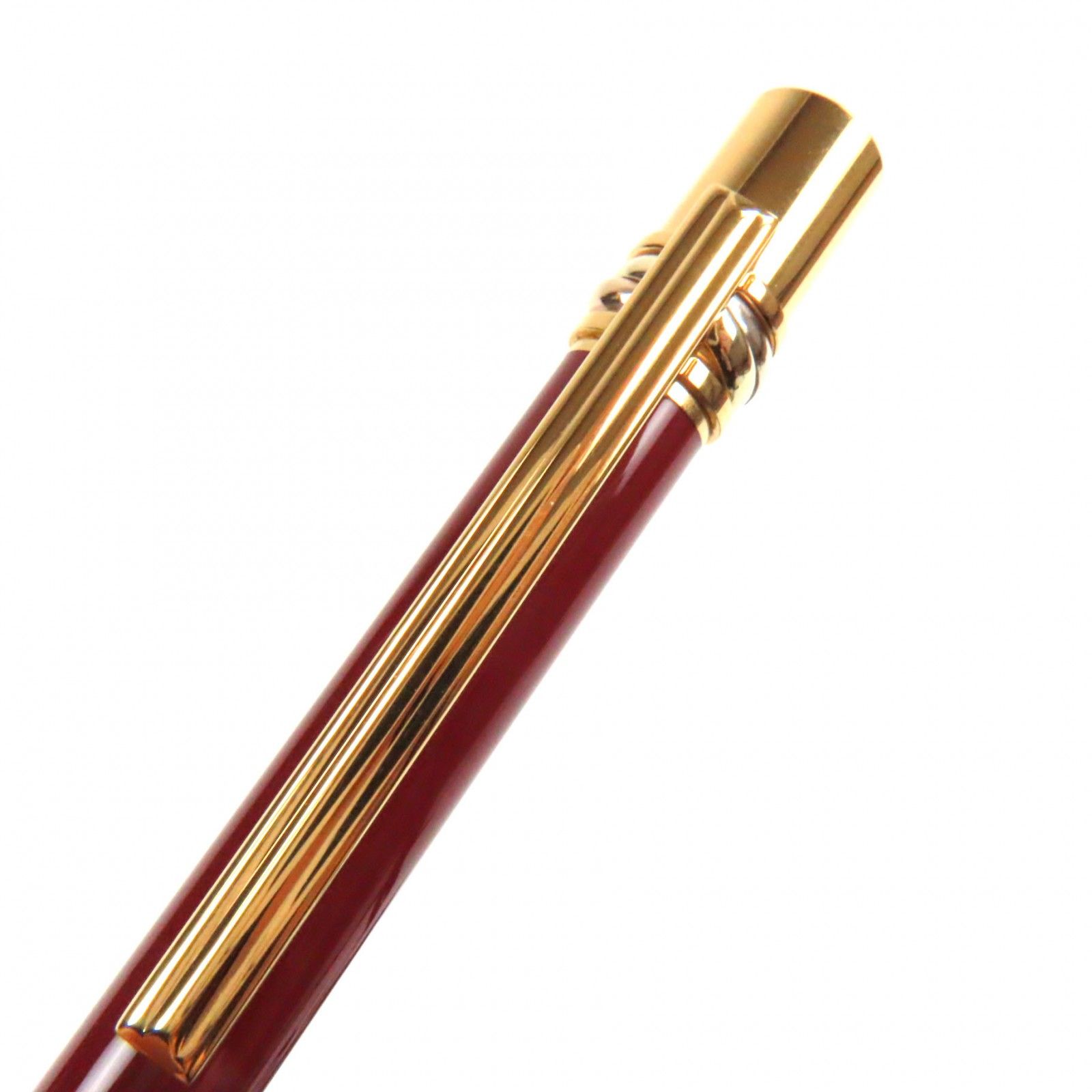 カルティエ トリニティ ドゥ ロゴ入り ツイスト式 ボールペン ゴールドボルドー Cartier 良品▽Cartier カルティエ トリニティ ドゥ ロゴ入り