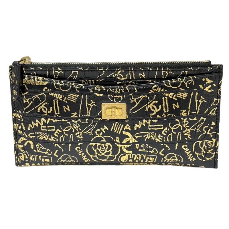 CHANEL シャネル 2.55 カードケース A70341 ブラック×ゴールド