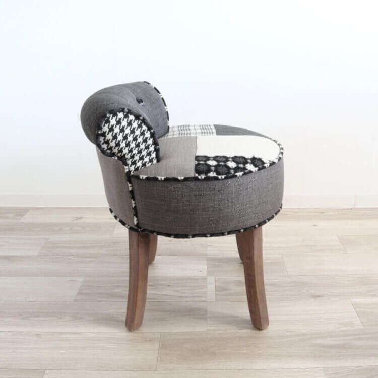 パッチワークデザインチェアー ダークグレー 椅子 イス スツール パッチワーク 腰掛 インテリア おしゃれ