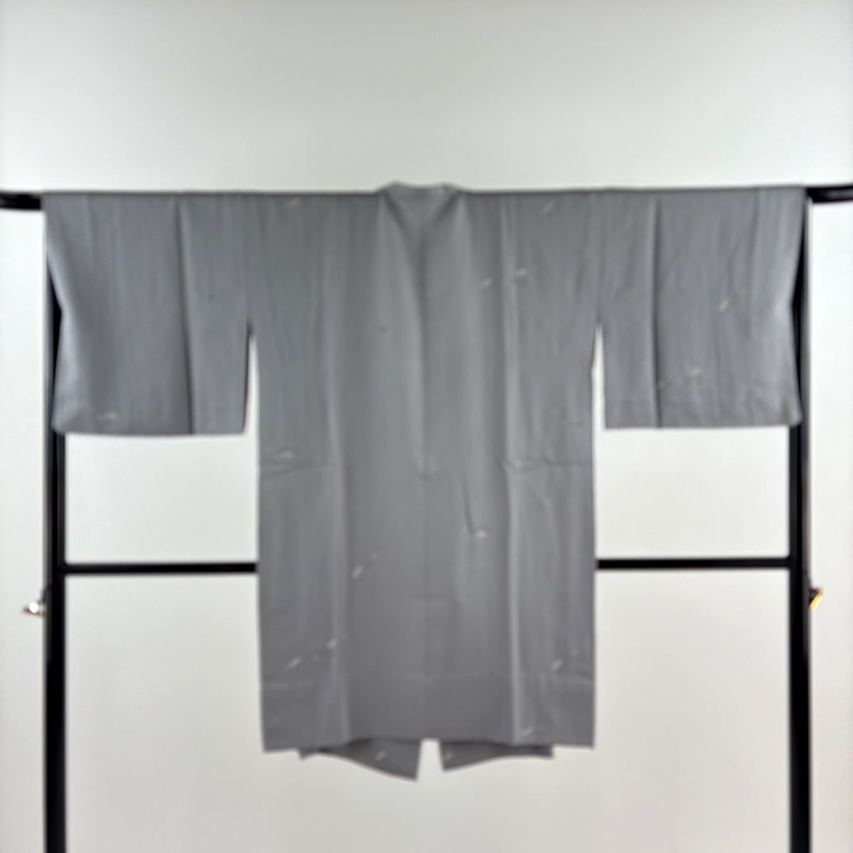 道行 身丈96.5cm 裄丈66.5cm M 和装コート 角衿 草花 灰色 正絹 秀品