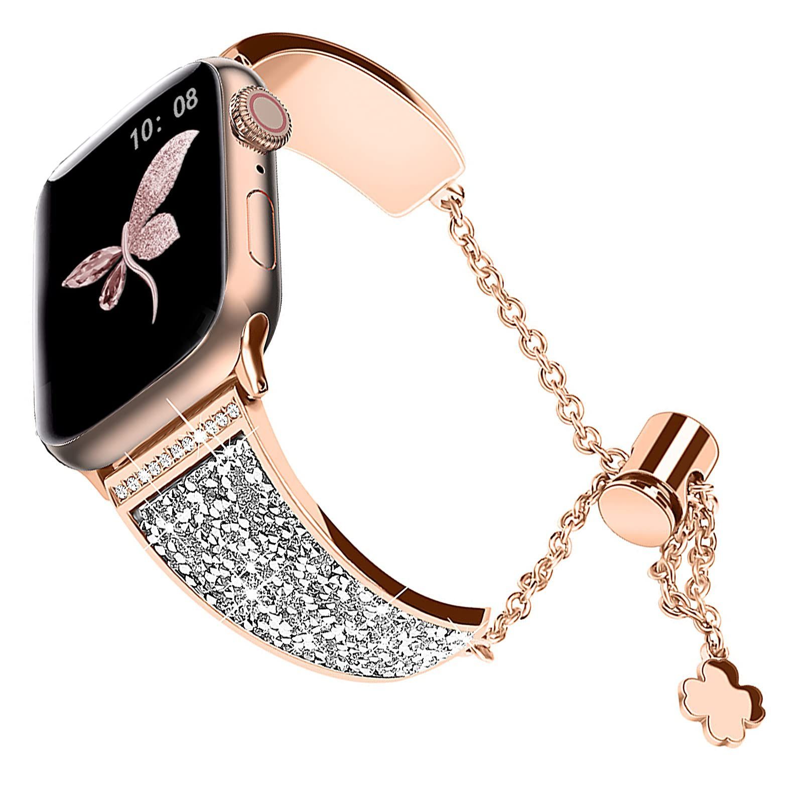コンパチブルApple Watch バンド きらきら 41mm 40mm 38mm 可愛い エレガントで華奢 飾りベルト ストーン付き サイズ調整可能 交換便利 プレゼント メタルブレスレット 女の子 あっぷるウォッチ Seri