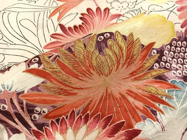 平和屋着物○豪華振袖 駒刺繍 花毬文 暈し染め 金彩 仮