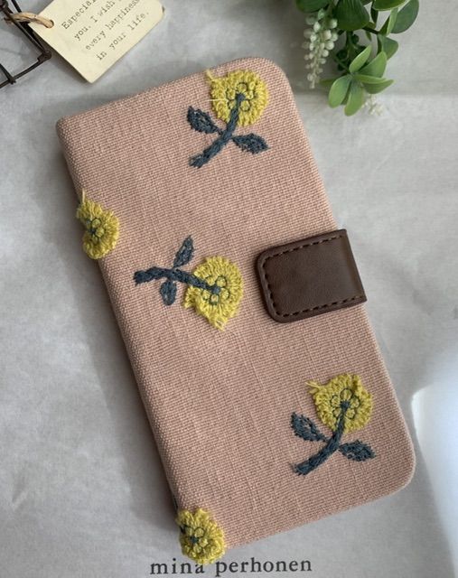 【オーダー】ミナペルホネン　skip ＊pink beige＊iPhone、Galaxy、Xperia、AQUOS、Android、Pixel、らくらく、かんたん、その他スマホケース手帳型