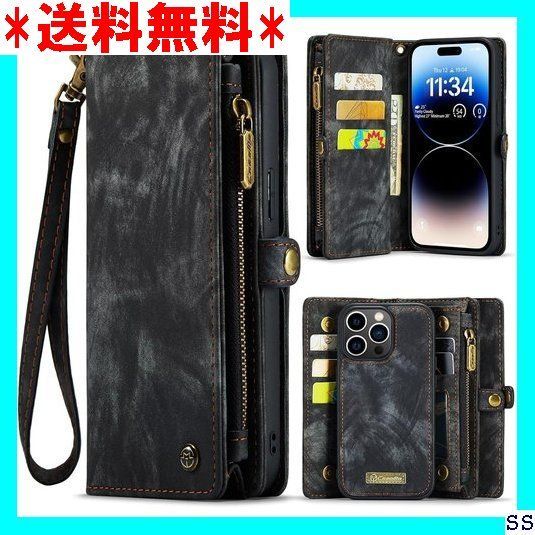 在庫限り Fengyue iPhone 16 Pro 向き ケース 財布型 カード収納 小銭入れ ワイヤレス充電 アイフォン 16 プロ カバー 手帳型 ストラップ 付き カードポケット付き 収納ポケット 2 in 1マグネット吸着