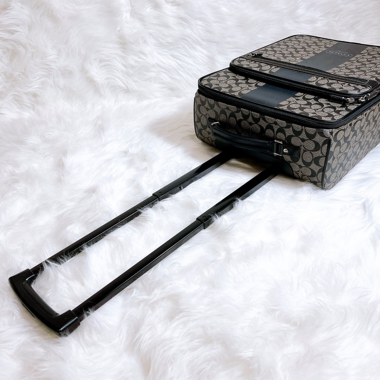 コーチ キャリーバッグ シグネチャー PVC レザー ブラック