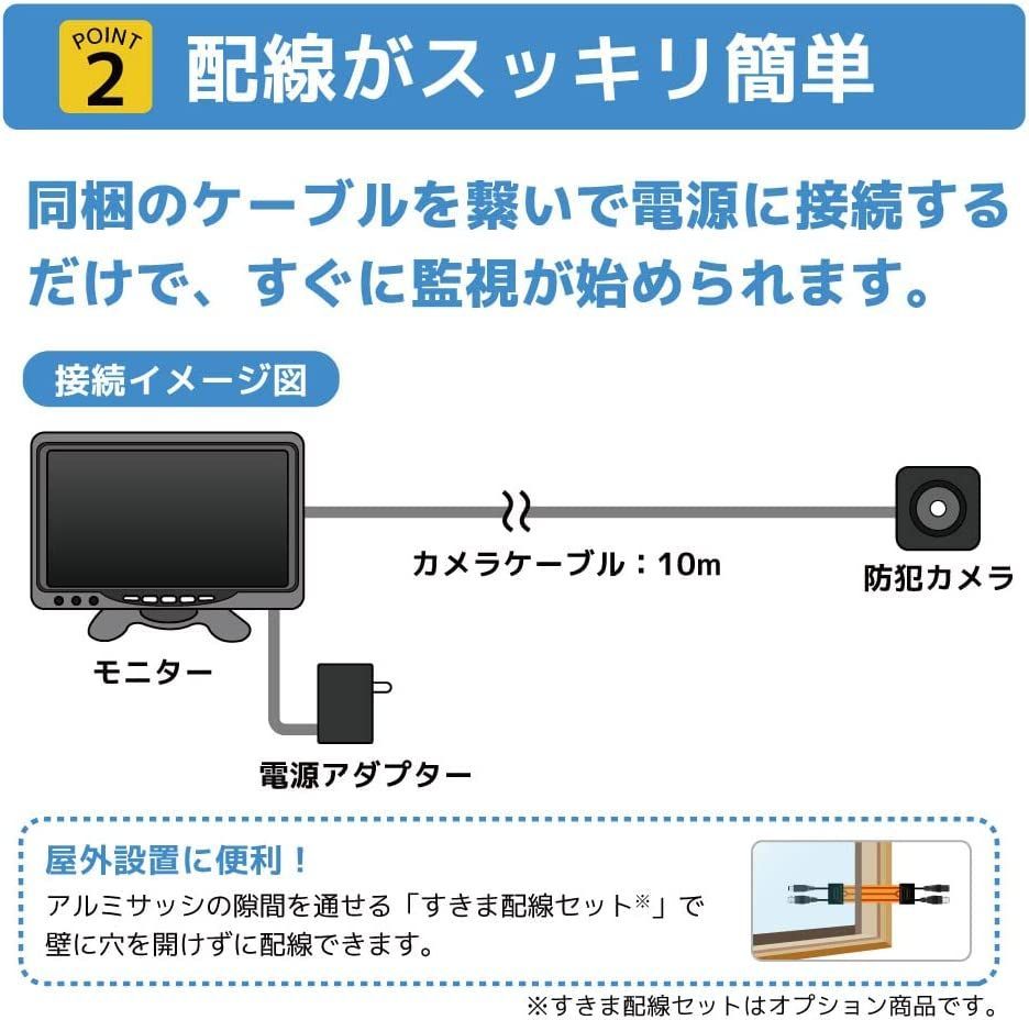 防犯カメラセット 録画可 超小型防犯カメラ 7インチモニターセット