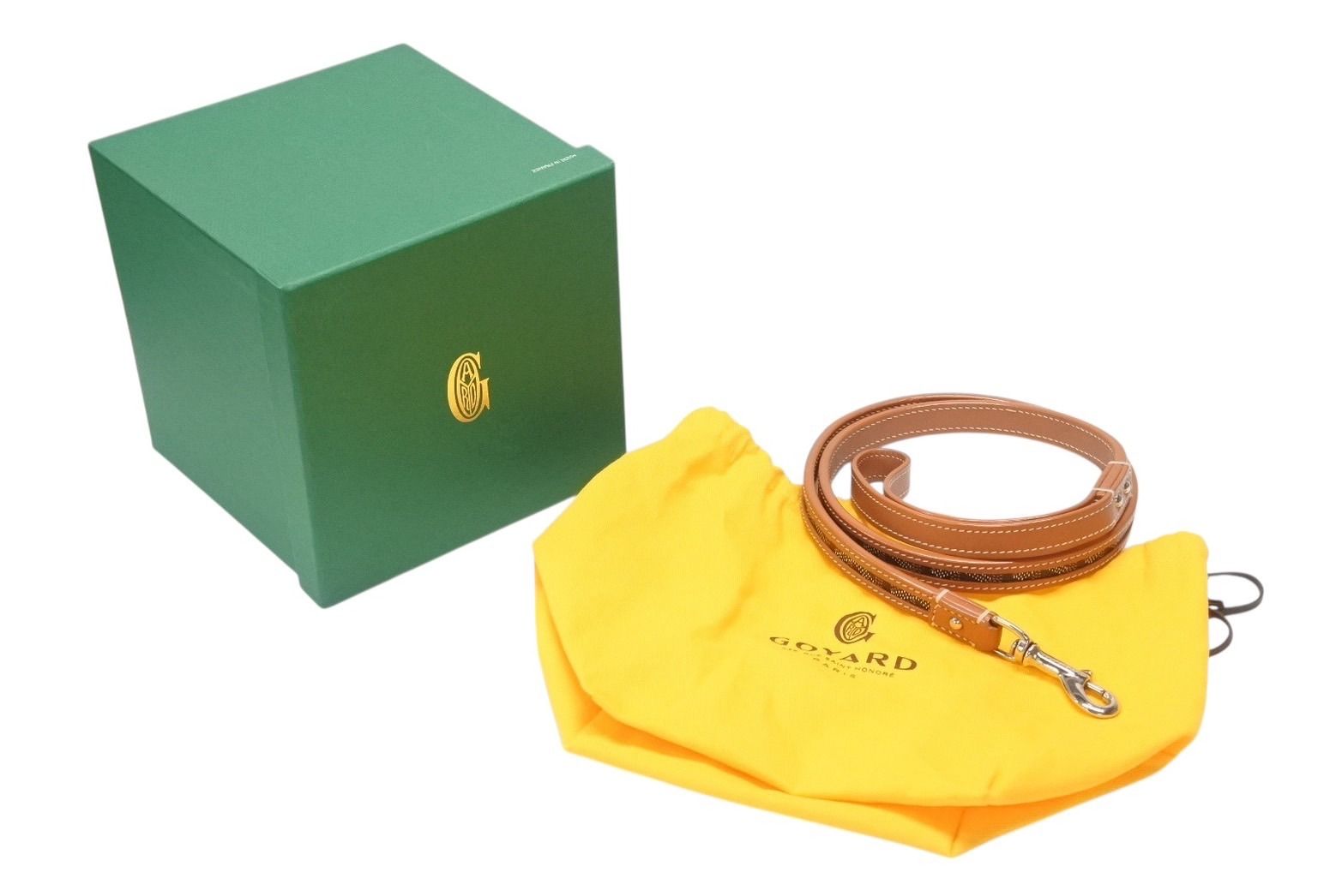 GOYARD ゴヤール リード ペット用品 ペットグッズ ブラウン PVC レザー ヘリンボーン シルバー金具 4b006692