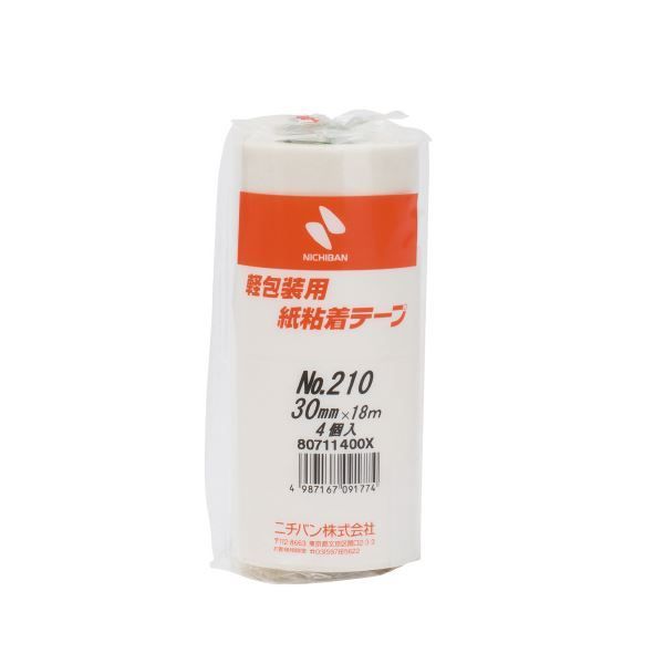 (まとめ）ニチバン 紙粘着テープ 210-30 白 30mm×18m 4巻【×1