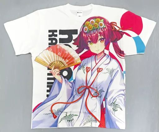 【中古】Tシャツ 宝鐘マリン フルグラフィックTシャツ 巫女衣装ver. ホワイト XLサイズ 「バーチャルYouTuber ホロライブ×神田祭＆アトレ秋葉原 ホロライブ神田祭2023」