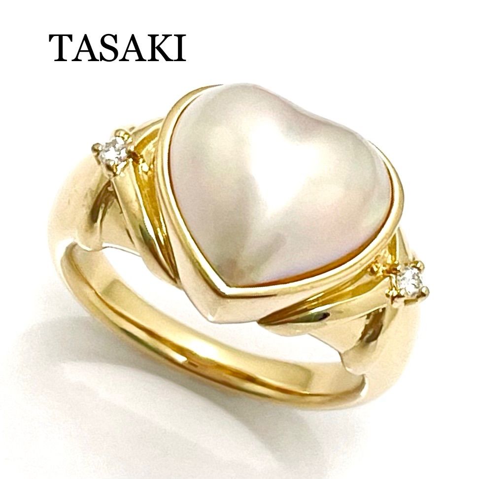 TASAKI / タサキ マベパールリング ハート K18YG ダイヤ 0.02ct 9号 
