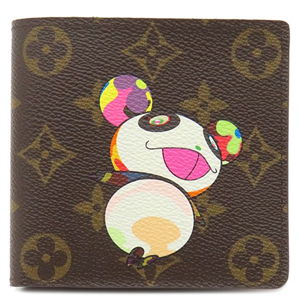 ルイヴィトン LOUIS VUITTON 二つ折り財布 ポルトフォイユ マルコ モノグラムキャンバス モノグラム ゴールド金具 茶 コンパクトウォレット 村上隆 モノグラムパンダ M61666 CA0094 箱