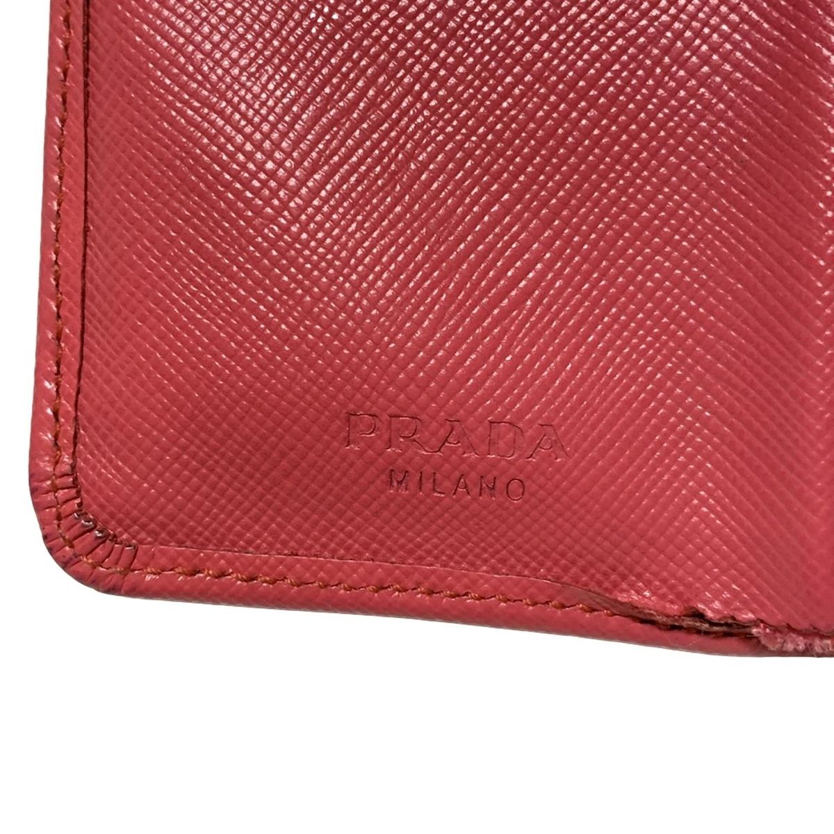 美品】 PRADA プラダ サフィアーノ L字ファスナー 長財布 レッド 美品