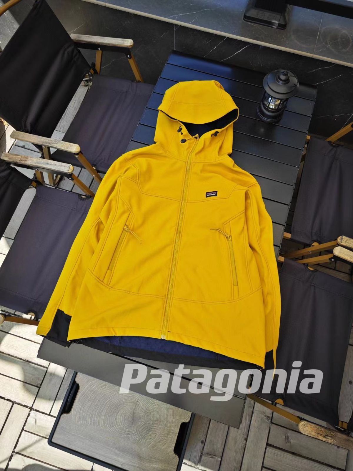 PATAGONIA アウトドアカジュアルスポーツフード付きソフトシェルラッシュコートジップジャケットジャケット