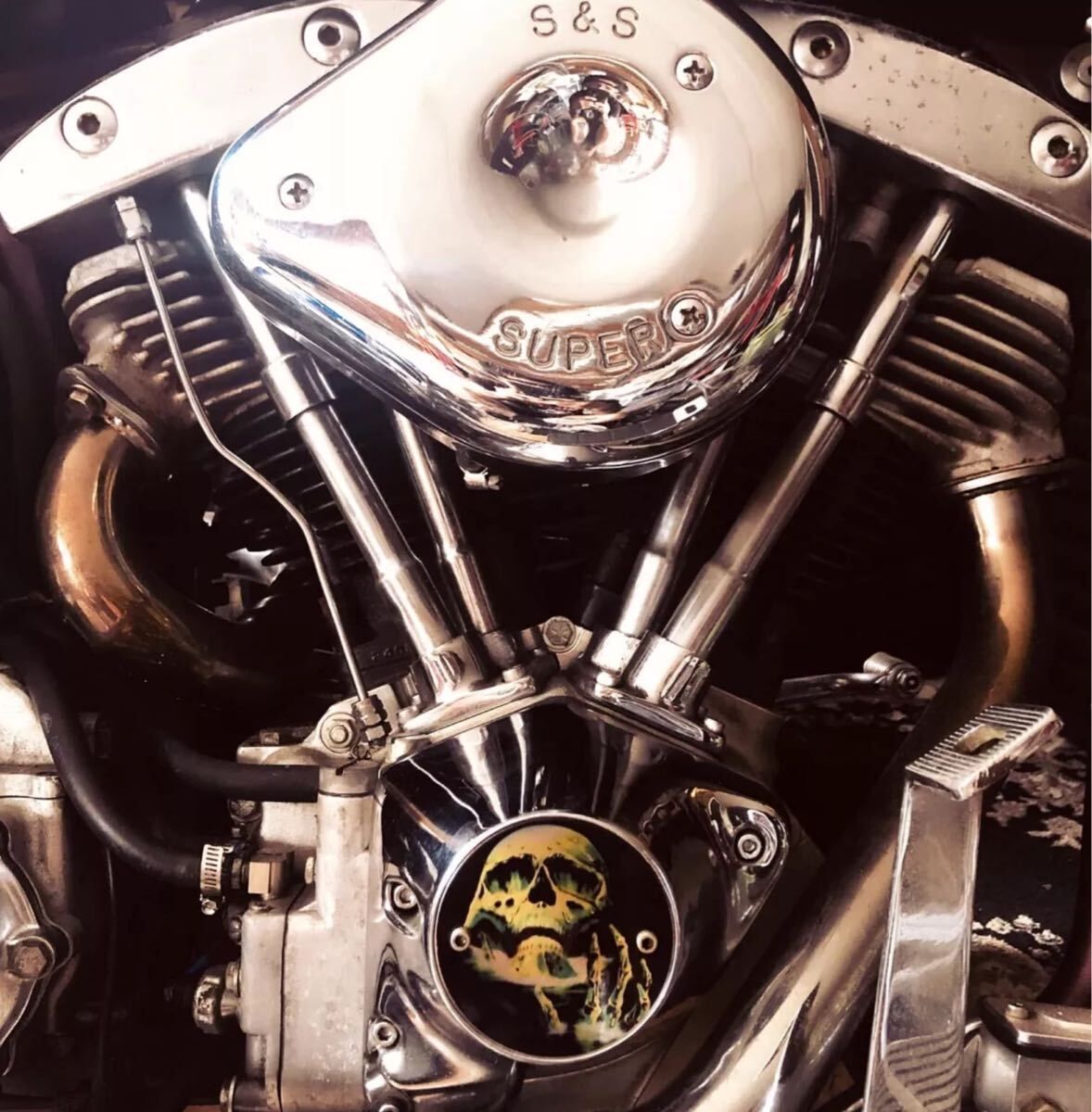 ハーレー ポイントカバー エンジン ヴィンテージ チョッパー FXR