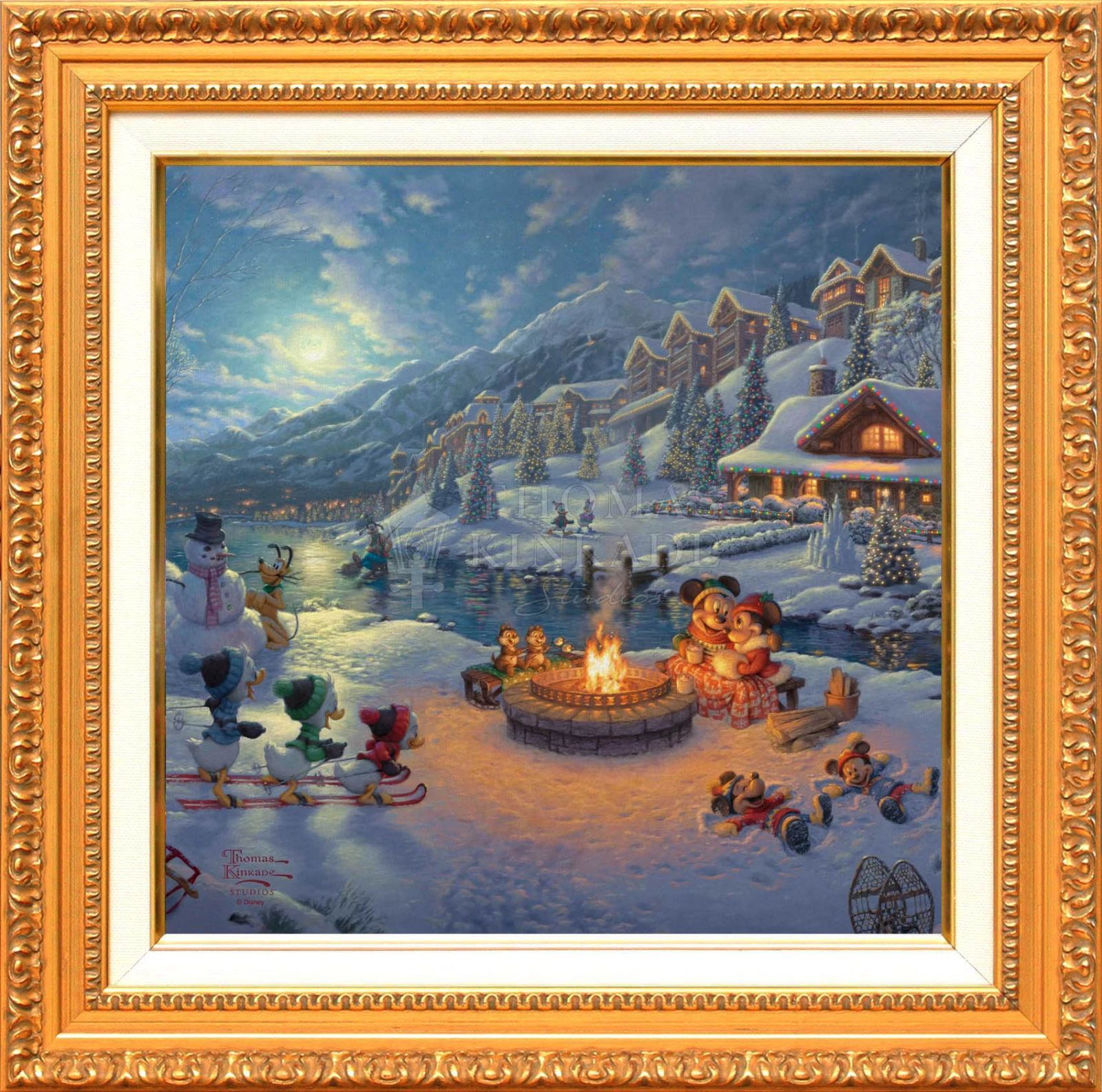 トーマスキンケード ディズニー　ミッキー ミニーキャンバス　絵画 ディズニー絵画 ミッキー＆ミニー/イン メキシコ 展示用フック付